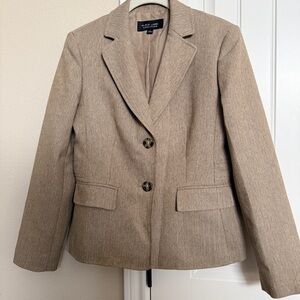 Evan Picone Women's Brown and Tan Herringbone Blazer Jacket Size 6
